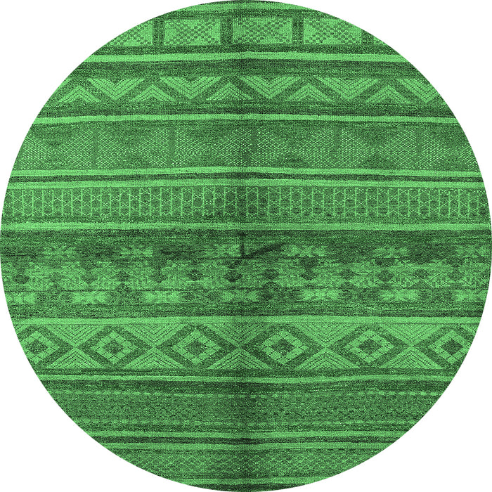 Round Machine Washable Solid Emerald Green Modern Area Rugs, wshurb1256emgrn