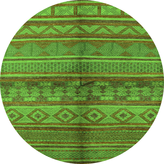 Round Machine Washable Solid Green Modern Area Rugs, wshurb1256grn