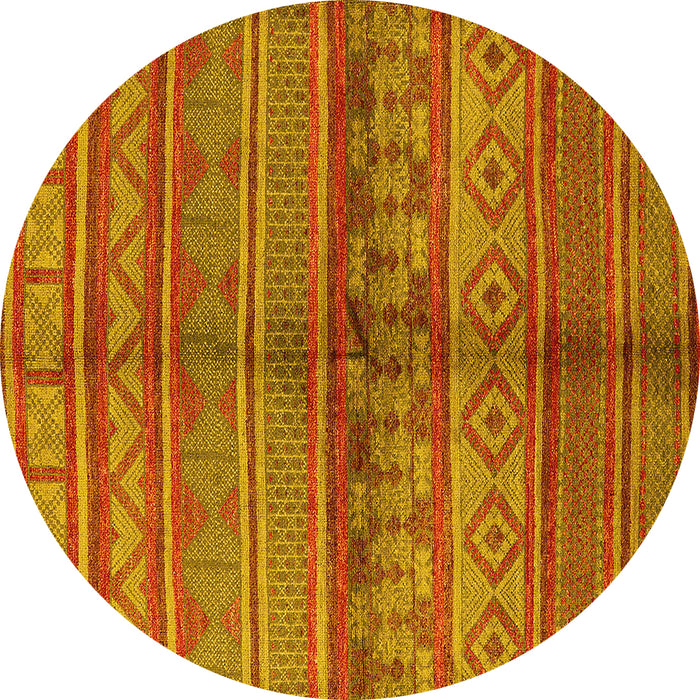 Round Solid Yellow Modern Rug, urb1256yw