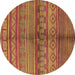 Round Solid Brown Modern Rug, urb1256brn