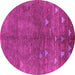 Round Machine Washable Solid Pink Modern Rug, wshurb1257pnk