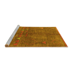 Sideview of Machine Washable Solid Yellow Modern Rug, wshurb1257yw