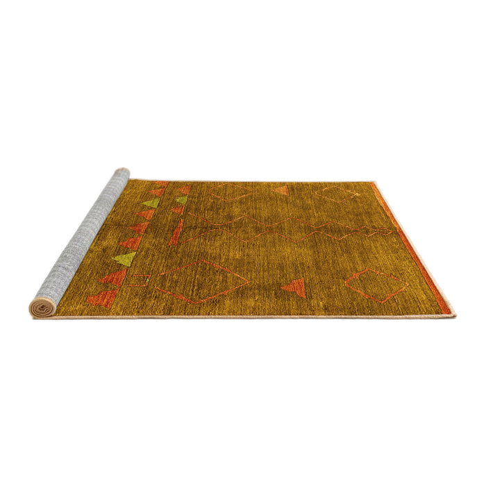 Sideview of Machine Washable Solid Yellow Modern Rug, wshurb1257yw