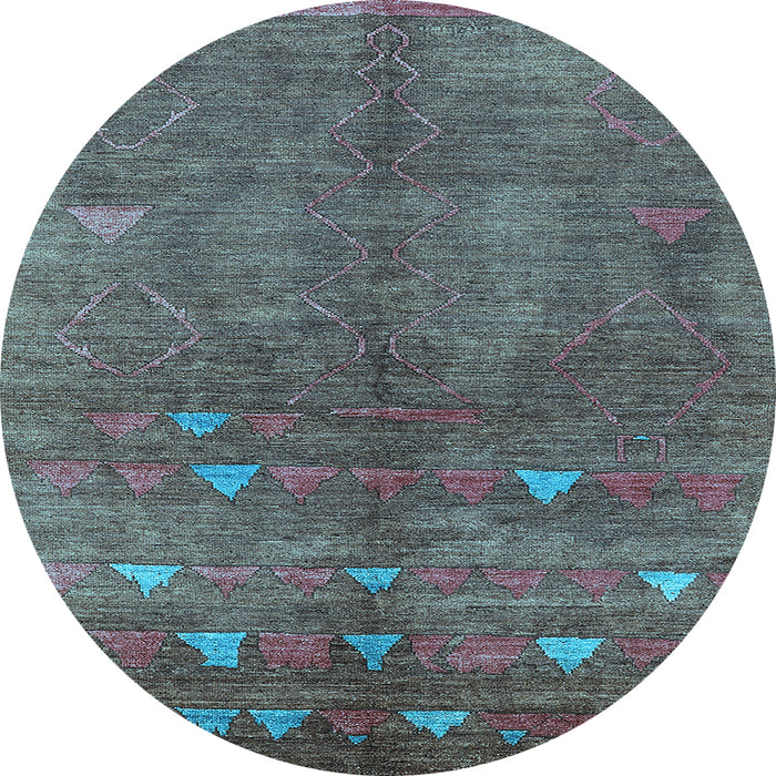 Round Machine Washable Solid Light Blue Modern Rug, wshurb1257lblu