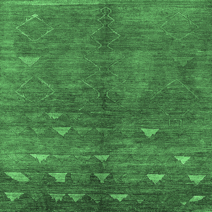 Square Machine Washable Solid Emerald Green Modern Area Rugs, wshurb1257emgrn