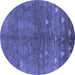 Round Solid Blue Modern Rug, urb1257blu