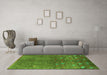 Machine Washable Solid Green Modern Area Rugs in a Living Room,, wshurb1257grn