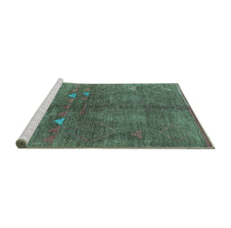Sideview of Machine Washable Solid Turquoise Modern Area Rugs, wshurb1257turq