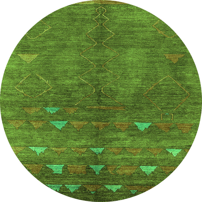 Round Solid Green Modern Rug, urb1257grn