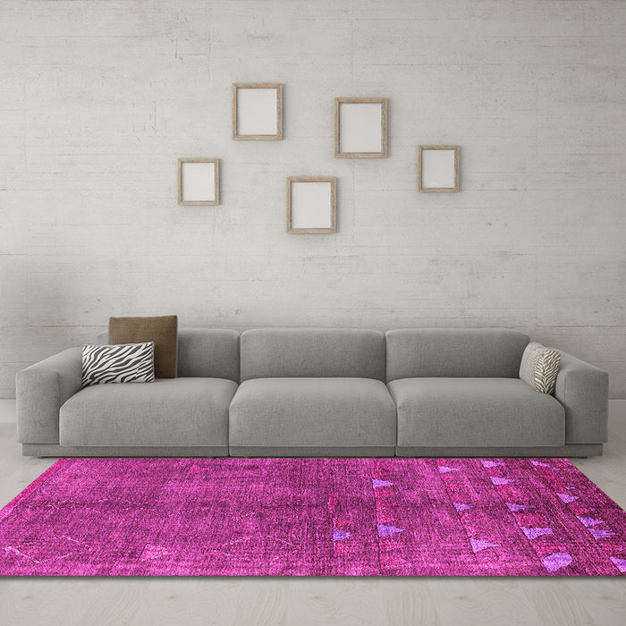 Machine Washable Solid Pink Modern Rug in a Living Room, wshurb1257pnk