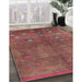 Mid-Century Modern Copper Red Pink Solid Rug in Family Room, urb1257