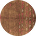 Round Solid Brown Modern Rug, urb1257brn