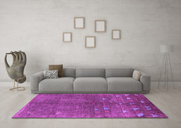 Machine Washable Solid Purple Modern Area Rugs in a Living Room, wshurb1257pur