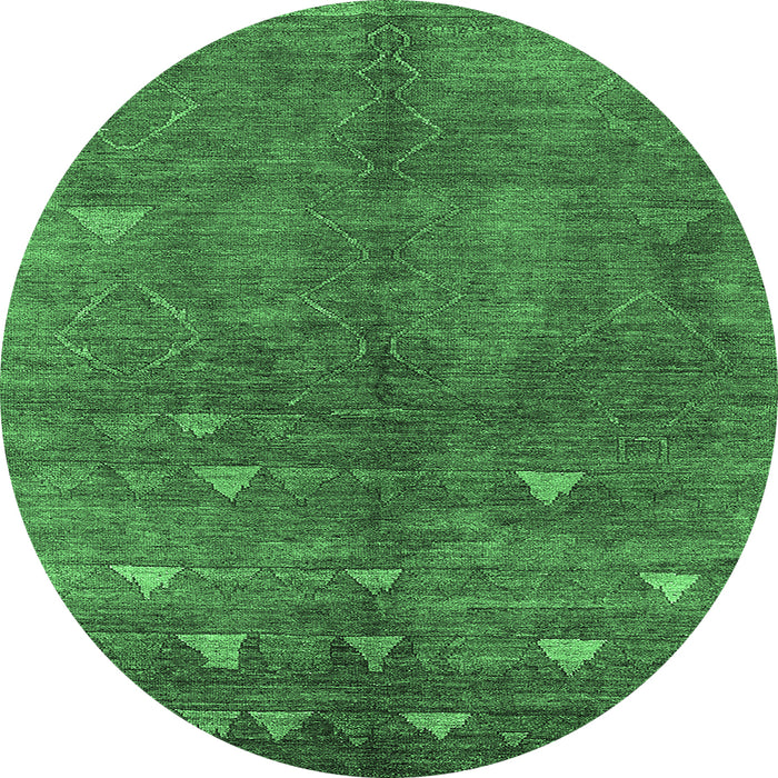 Round Solid Emerald Green Modern Rug, urb1257emgrn