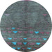 Round Solid Light Blue Modern Rug, urb1257lblu