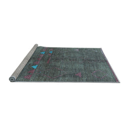 Sideview of Machine Washable Solid Light Blue Modern Rug, wshurb1257lblu