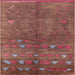 Square Machine Washable Industrial Modern Copper Red Pink Rug, wshurb1257