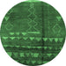 Round Solid Emerald Green Modern Rug, urb1258emgrn