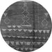 Round Machine Washable Solid Gray Modern Rug, wshurb1258gry