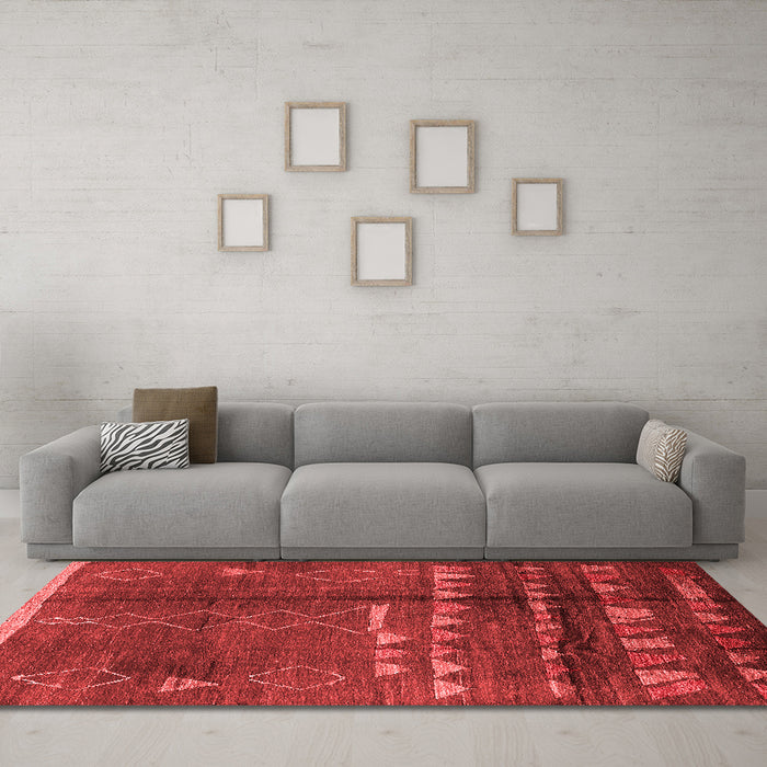 Modern Red Washable Rugs
