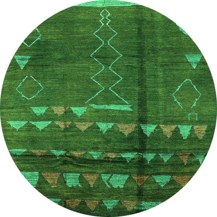 Round Solid Green Modern Rug, urb1258grn