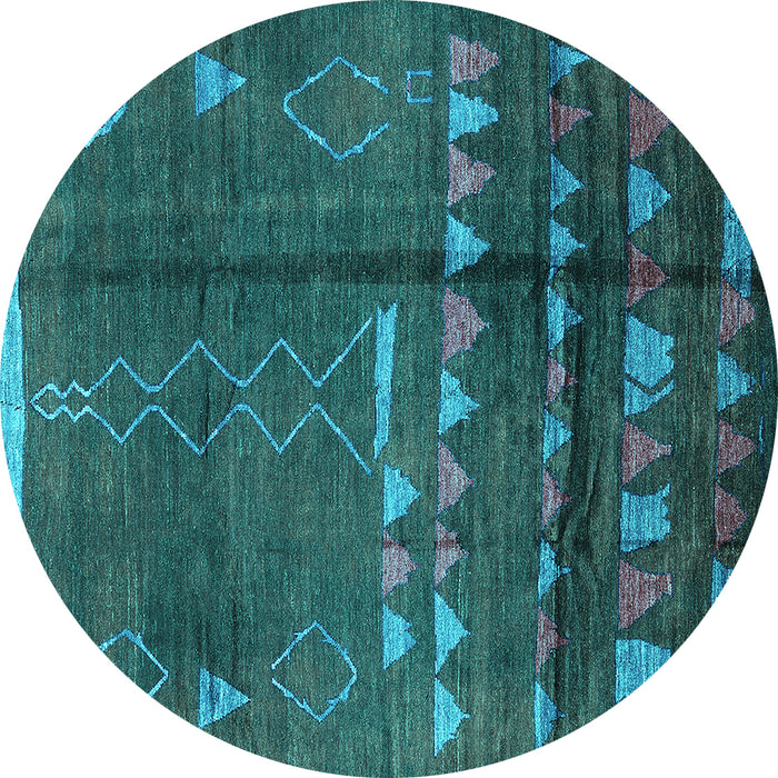 Round Solid Turquoise Modern Rug, urb1258turq