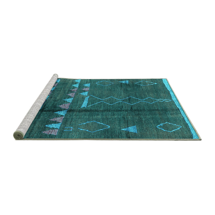 Sideview of Machine Washable Solid Turquoise Modern Area Rugs, wshurb1258turq