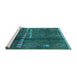 Sideview of Machine Washable Solid Turquoise Modern Area Rugs, wshurb1258turq