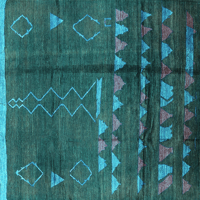Square Solid Turquoise Modern Rug, urb1258turq