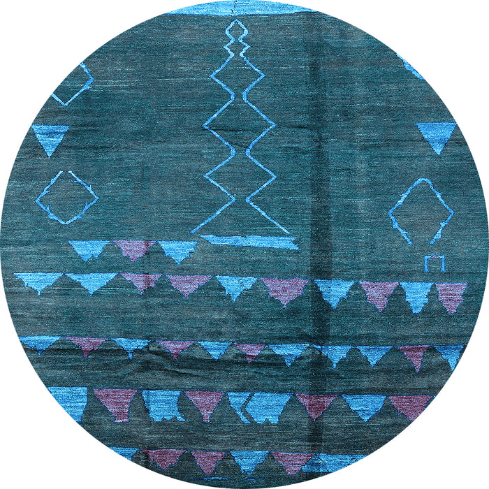 Round Machine Washable Solid Light Blue Modern Rug, wshurb1258lblu
