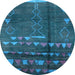 Round Machine Washable Solid Light Blue Modern Rug, wshurb1258lblu