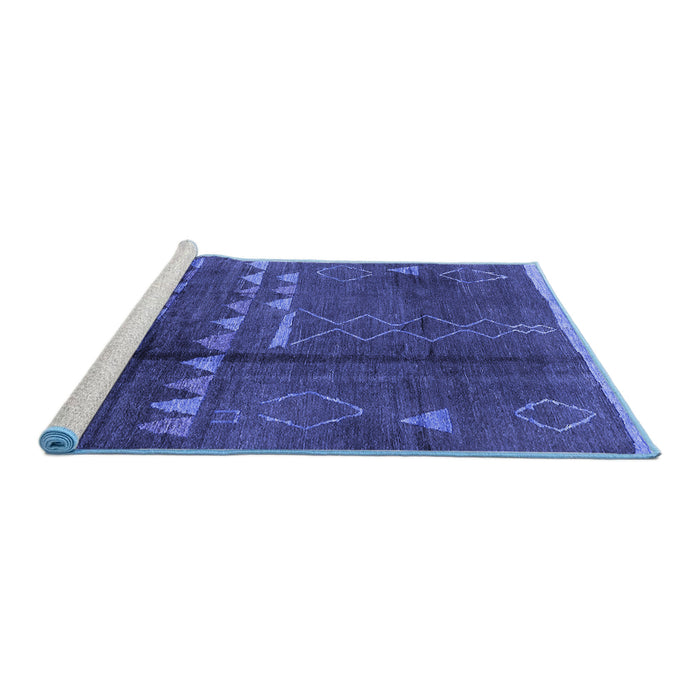 Sideview of Machine Washable Solid Blue Modern Rug, wshurb1258blu