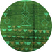 Round Machine Washable Solid Green Modern Area Rugs, wshurb1258grn