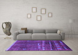 Machine Washable Solid Purple Modern Area Rugs in a Living Room, wshurb1258pur