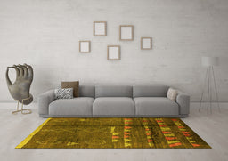 Machine Washable Solid Yellow Modern Rug in a Living Room, wshurb1258yw