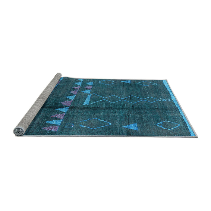 Sideview of Machine Washable Solid Light Blue Modern Rug, wshurb1258lblu
