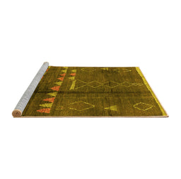 Sideview of Machine Washable Solid Yellow Modern Rug, wshurb1258yw