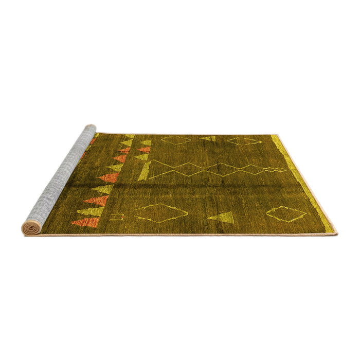Sideview of Machine Washable Solid Yellow Modern Rug, wshurb1258yw