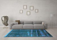 Machine Washable Solid Light Blue Modern Rug, wshurb1258lblu