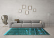 Machine Washable Solid Turquoise Modern Area Rugs in a Living Room,, wshurb1258turq