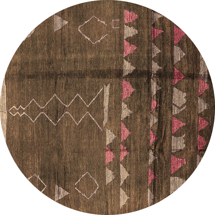 Round Solid Brown Modern Rug, urb1258brn