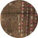 Round Solid Brown Modern Rug, urb1258brn