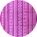 Round Machine Washable Solid Purple Modern Area Rugs, wshurb1259pur