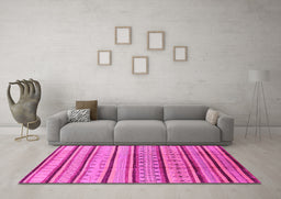 Machine Washable Solid Pink Modern Rug in a Living Room, wshurb1259pnk