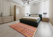 Mid-Century Modern Crimson Red Solid Rug in a Bedroom, urb1259