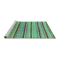 Sideview of Machine Washable Solid Turquoise Modern Area Rugs, wshurb1259turq