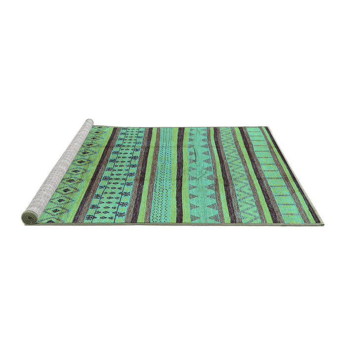 Sideview of Machine Washable Solid Turquoise Modern Area Rugs, wshurb1259turq