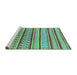 Sideview of Machine Washable Solid Turquoise Modern Area Rugs, wshurb1259turq