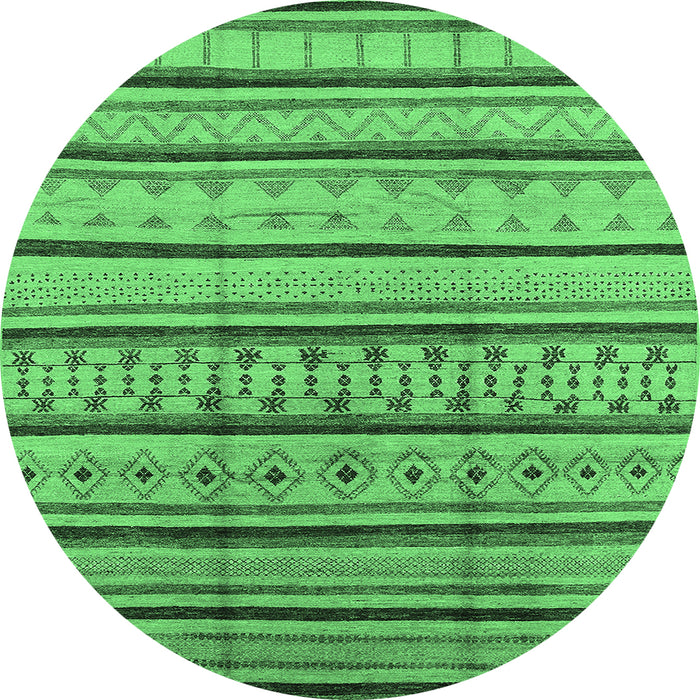 Round Machine Washable Solid Emerald Green Modern Area Rugs, wshurb1259emgrn