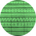 Round Machine Washable Solid Emerald Green Modern Area Rugs, wshurb1259emgrn